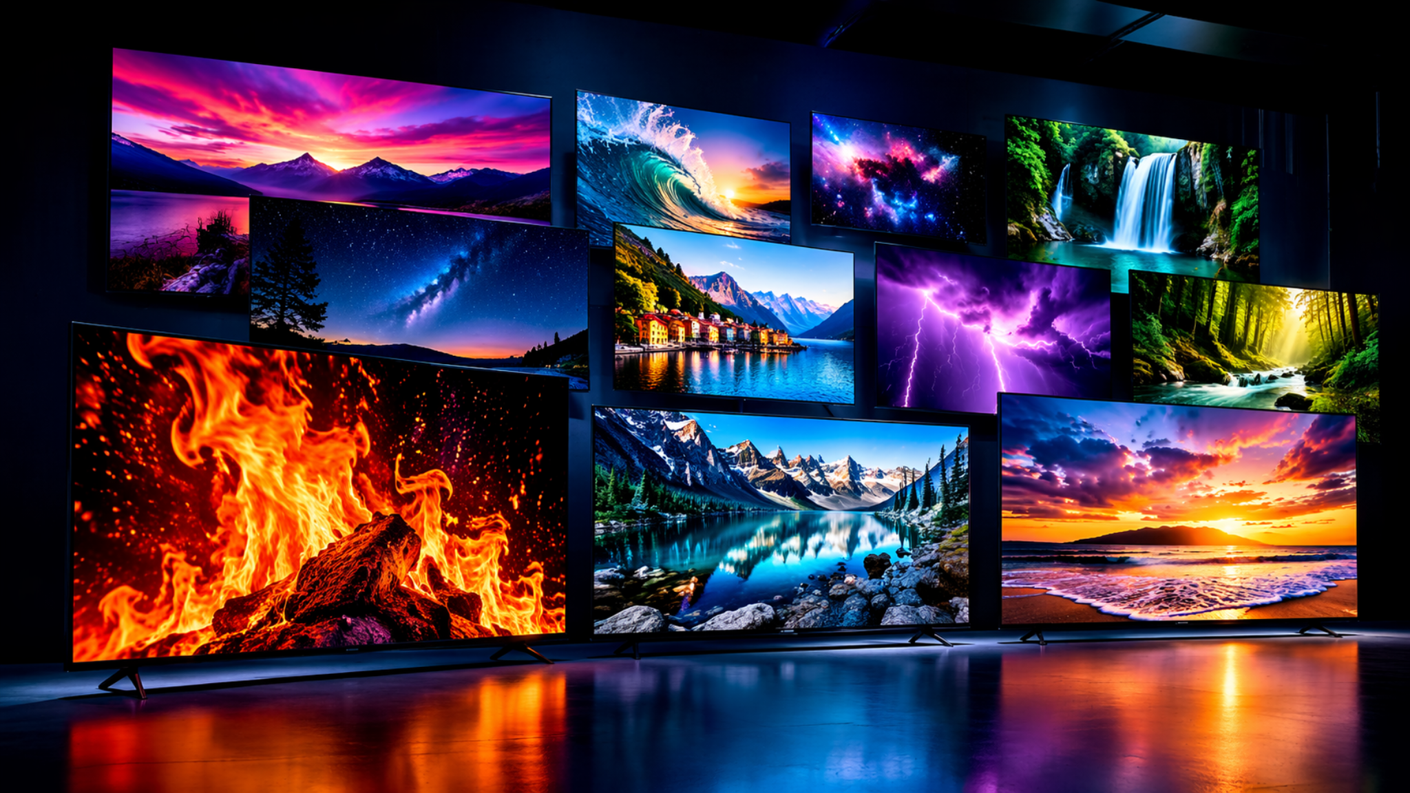 Televisores de distintas marcas y tamaños